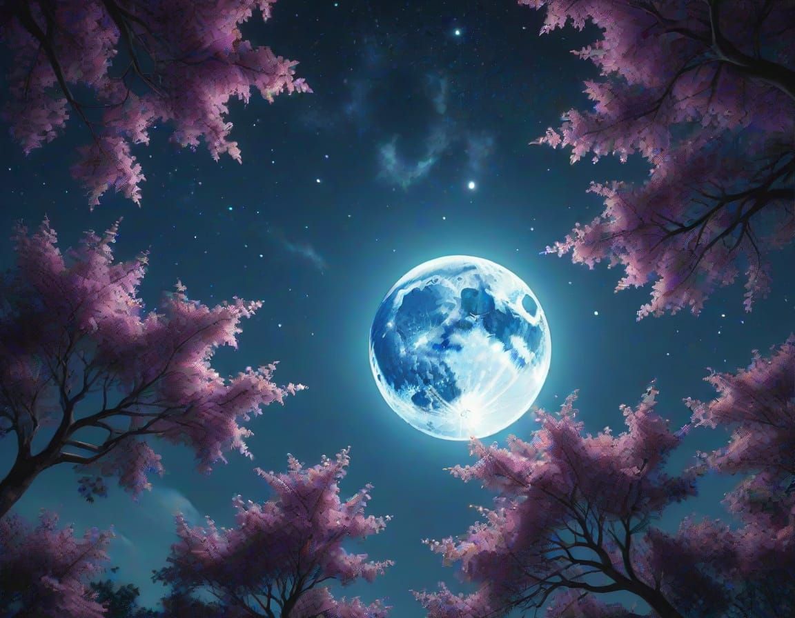 Moonlit Forest Glows with Celestial Light