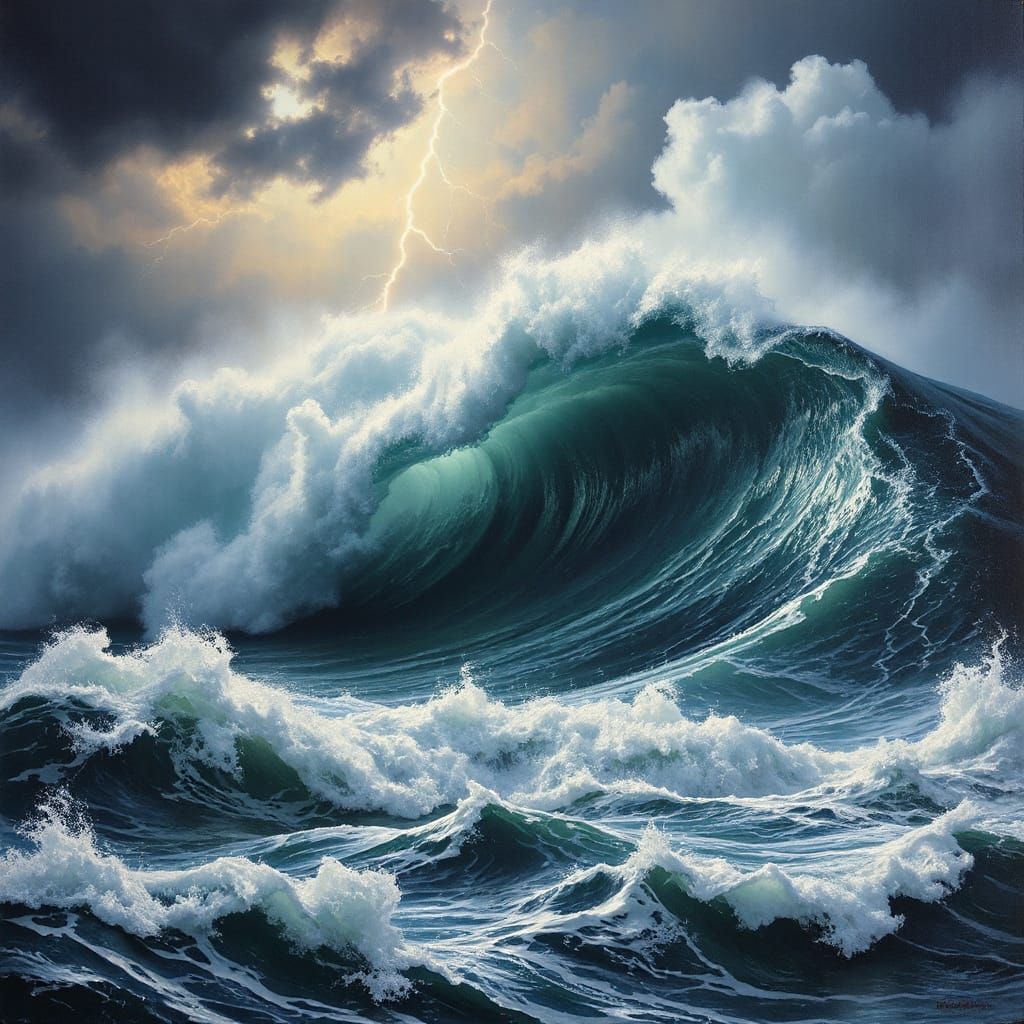 Colossal Wave Crashes in Violent Storm Sea