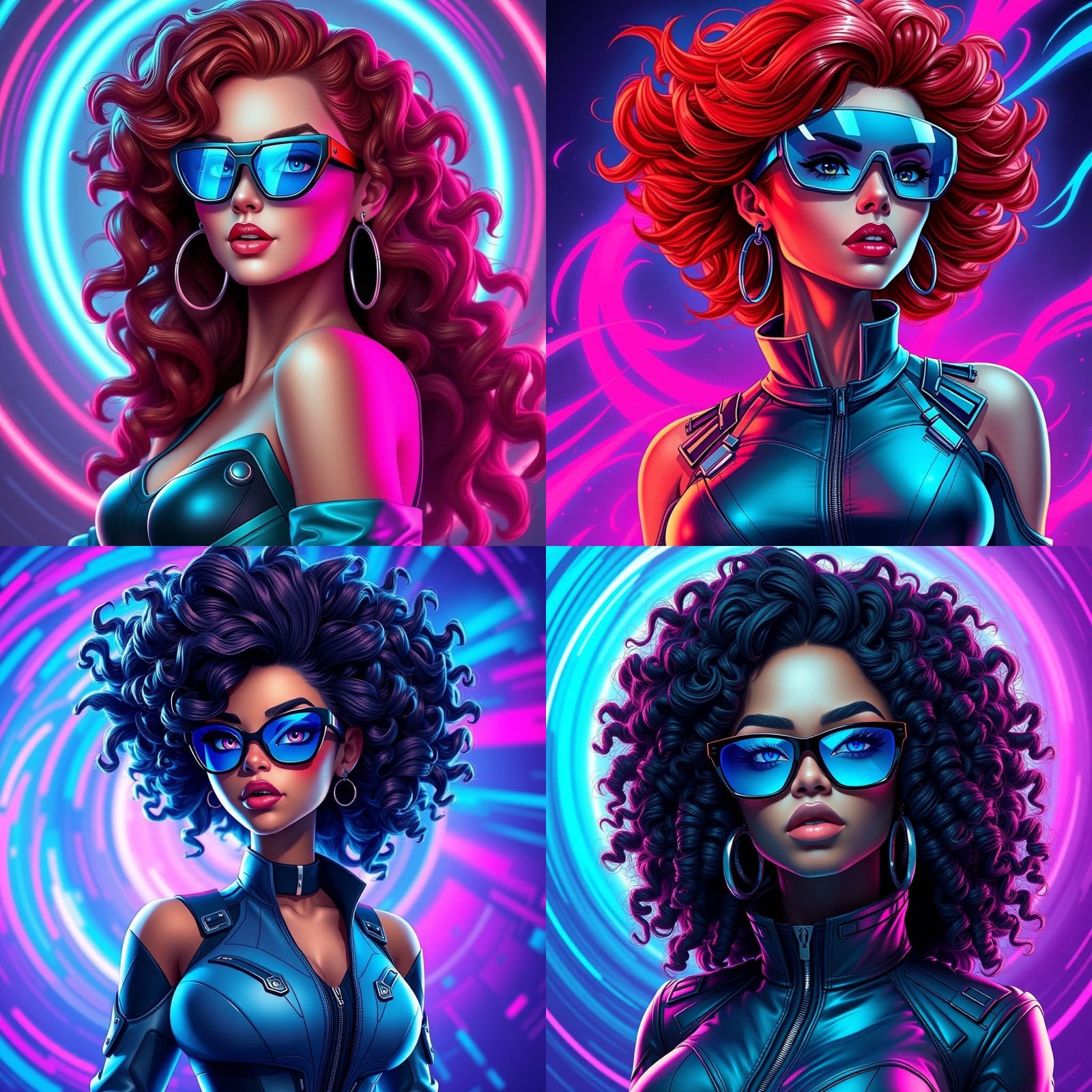 Cyberpunk Woman with Extravagant Hair in 3D