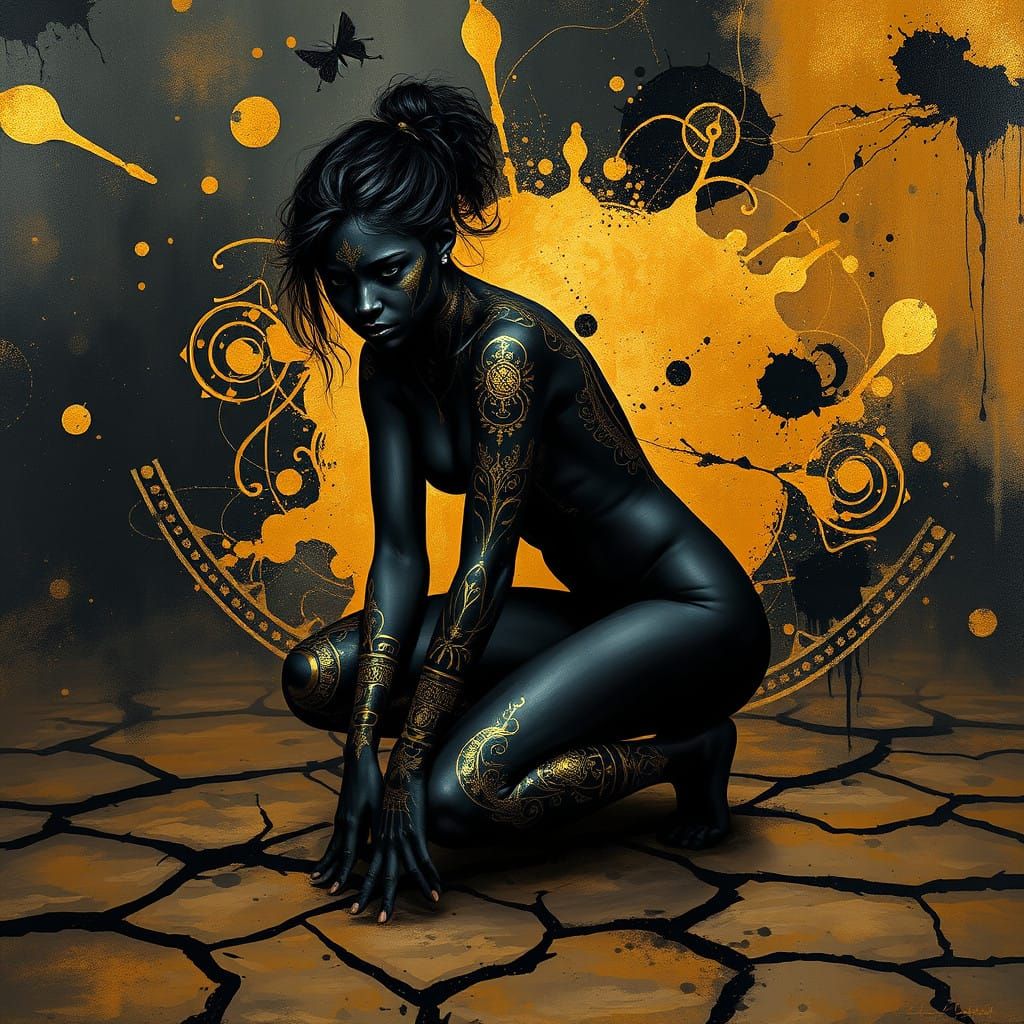 Mystical Warrior Emerges from Shattered Earth