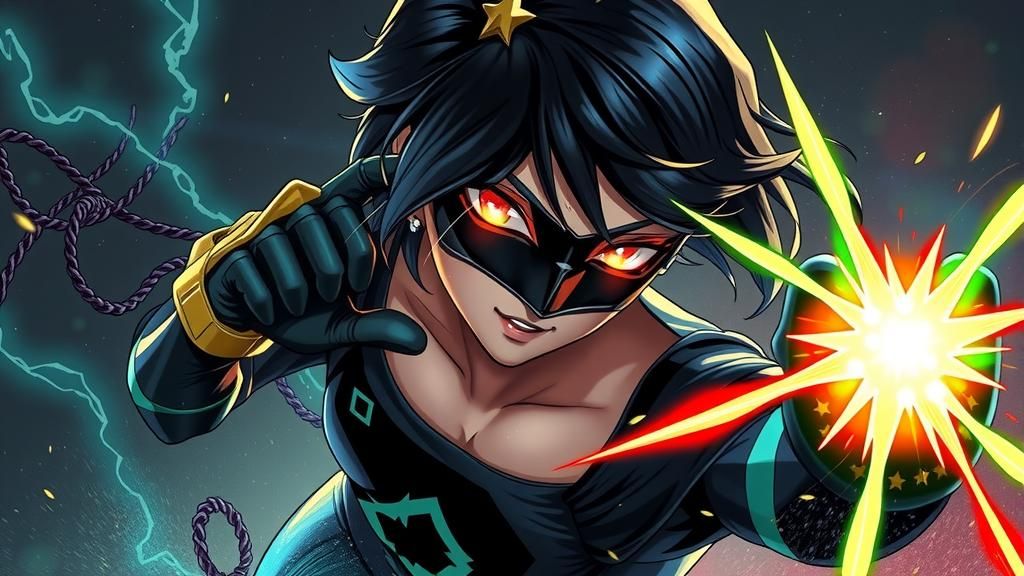 Anime Superheroine Battles Villain in Digital Painting