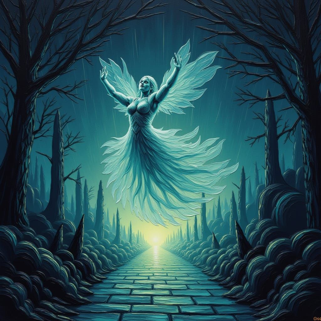 Adorable Glowing Creature in Gothic Lace Style