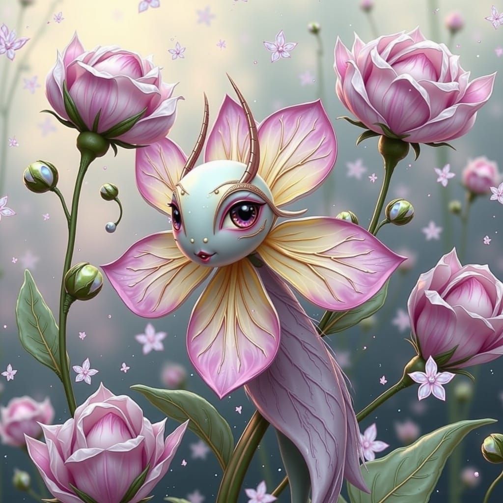 Rose Fairy Guardian in Watercolour Style