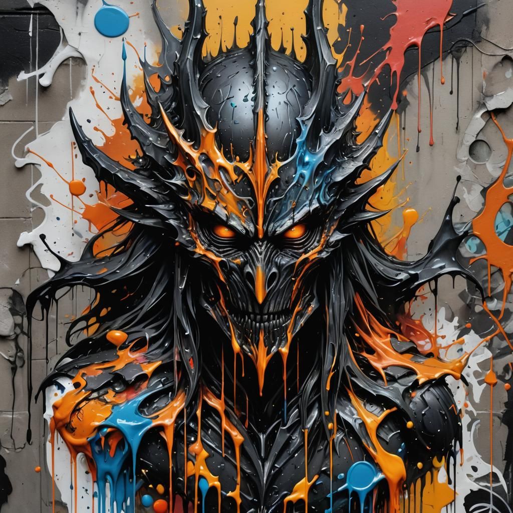 Sauron Graffiti Art in Polychromatic Splash Style