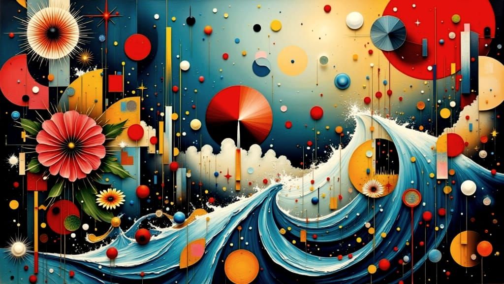 Surreal Geometric Collage with Vivid Colors