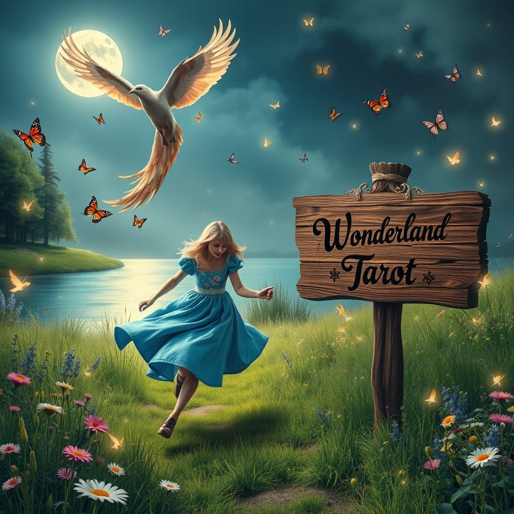 Mystical Wonderland Elegance - Whimsical Tarot Scene in Soft...
