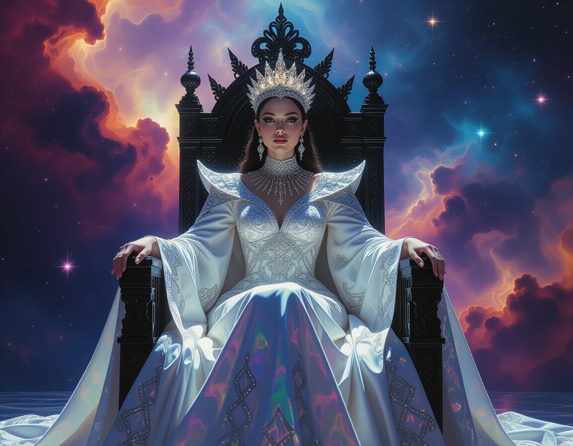 Empress in Alabaster Tessellations on Obsidian Throne