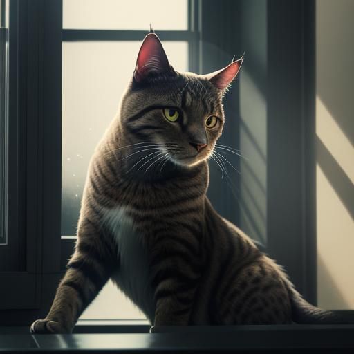 Furious Cat and Brave Pigeon: A Cinematic Still