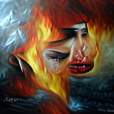 Ash and Fire Tears: Oil Painting