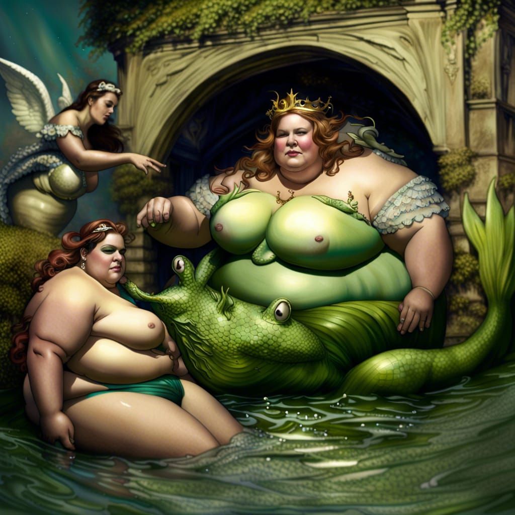 Angel and Mermaid Battle in Fantastical Matte Painting