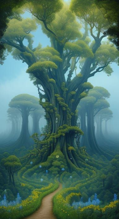 Grotesque surreal forest