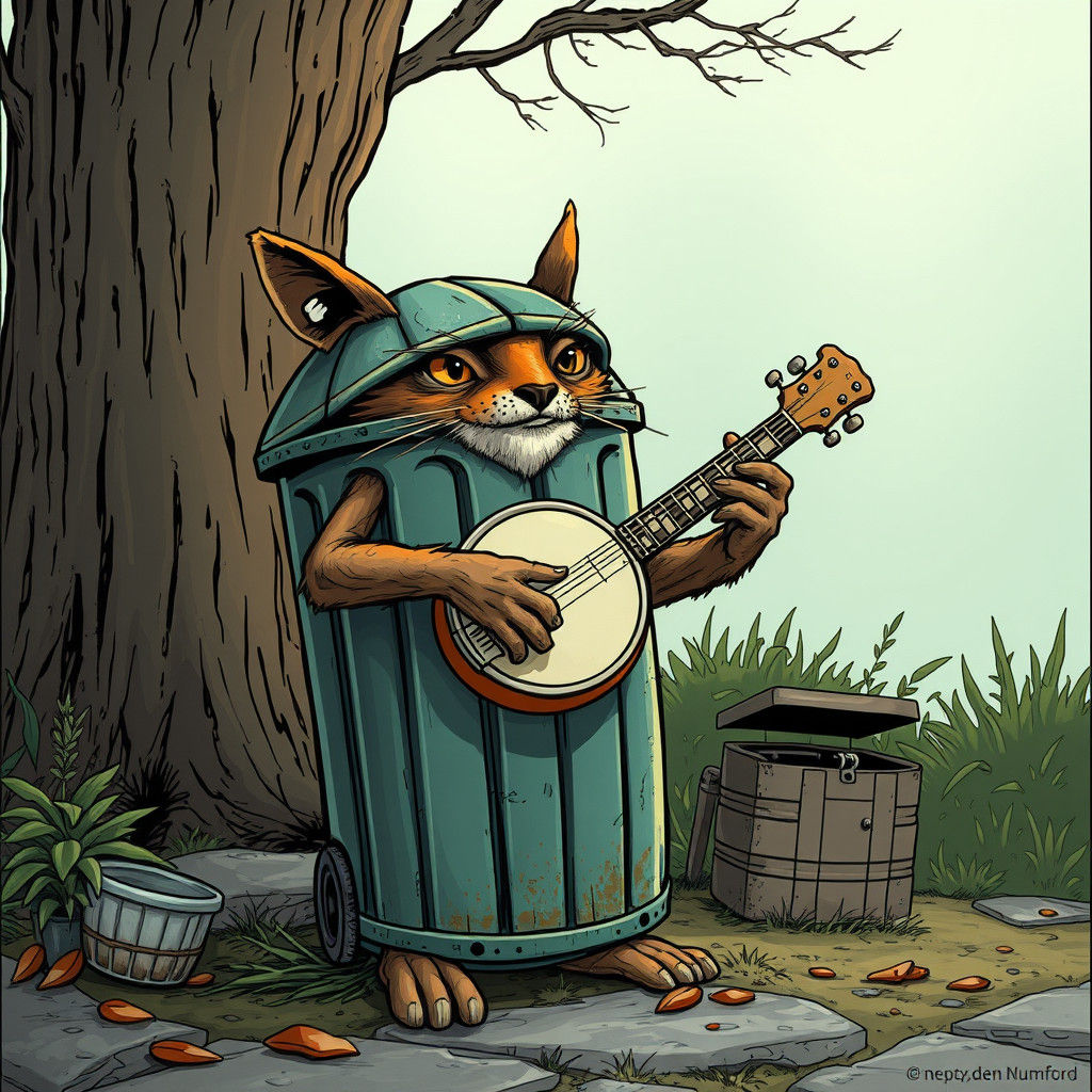 Garbage Can Plays Banjo: Comic Book Art