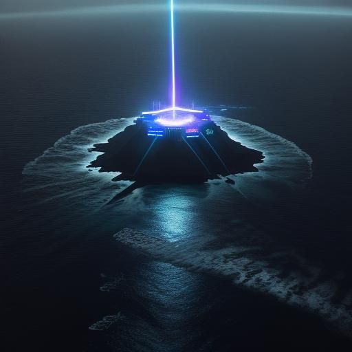 Low-Poly Point Nemo Island at Night