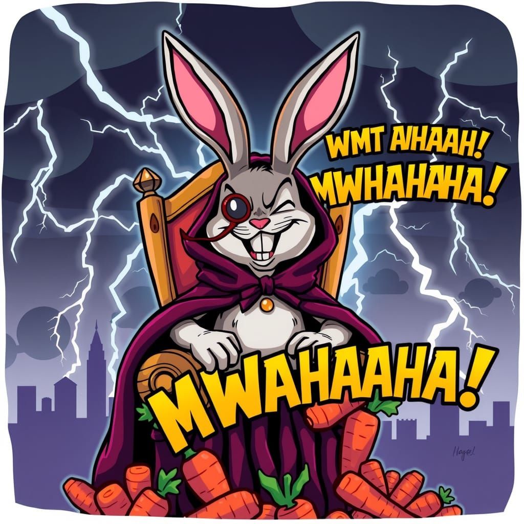 Evil Bunny Overlord on Carrot Throne