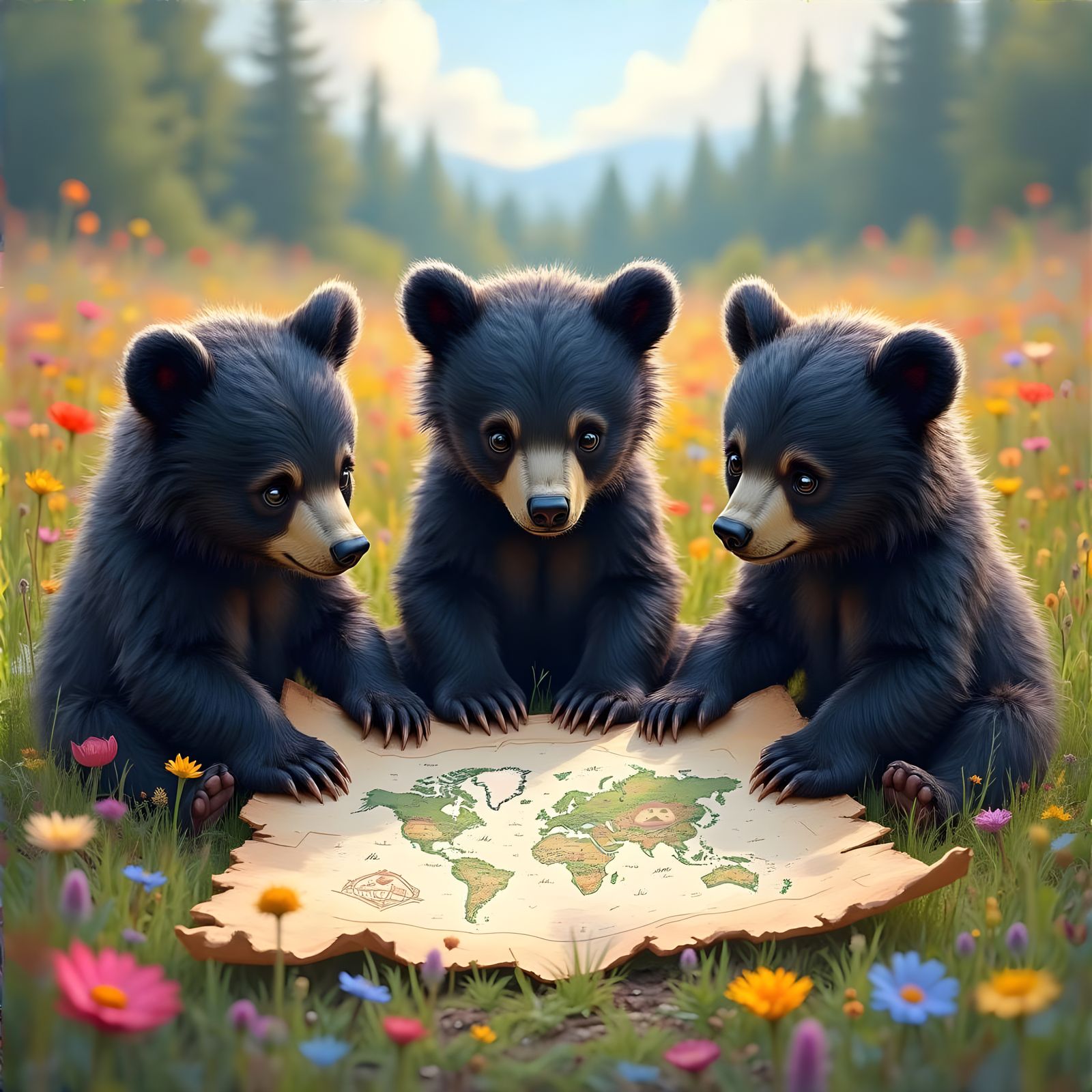 Fantastical Black Bear Cubs Explore Wondrous Landscapes in V...