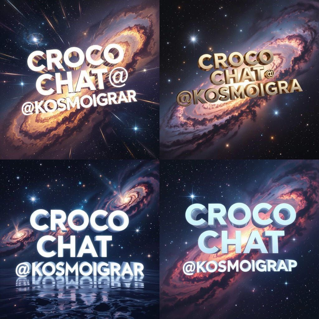 3D Croco Chat Inscription on Universe Background