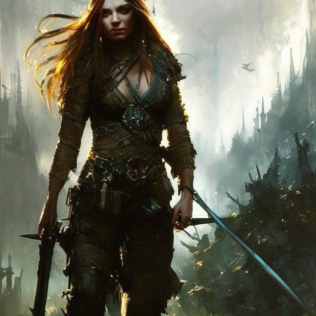 Elf with Antlers in High Fantasy Style