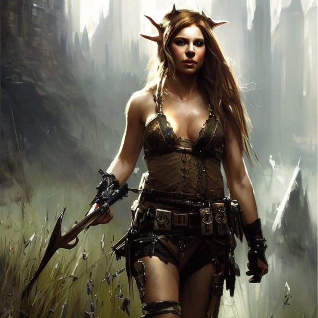 Fantasy Elf with Antlers in Soft Lighting