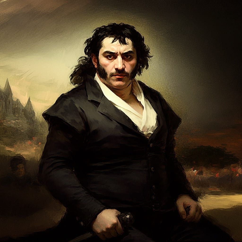 Dark Romantic Painting in the Style of Francisco Goya