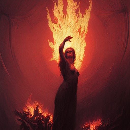 Fiery Flower in Gothic Horror Style