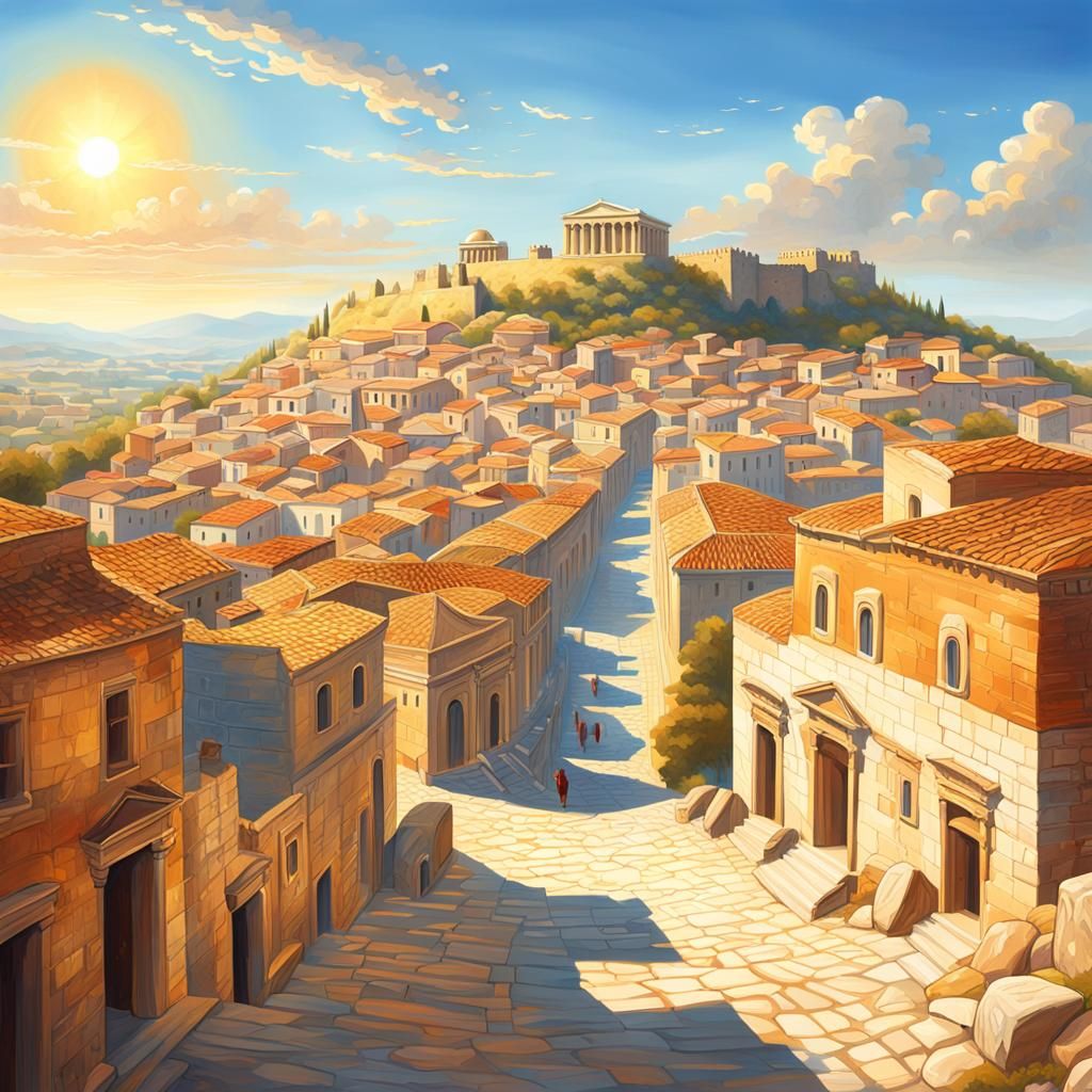 Ancient Walled City of Troy in Golden Light
