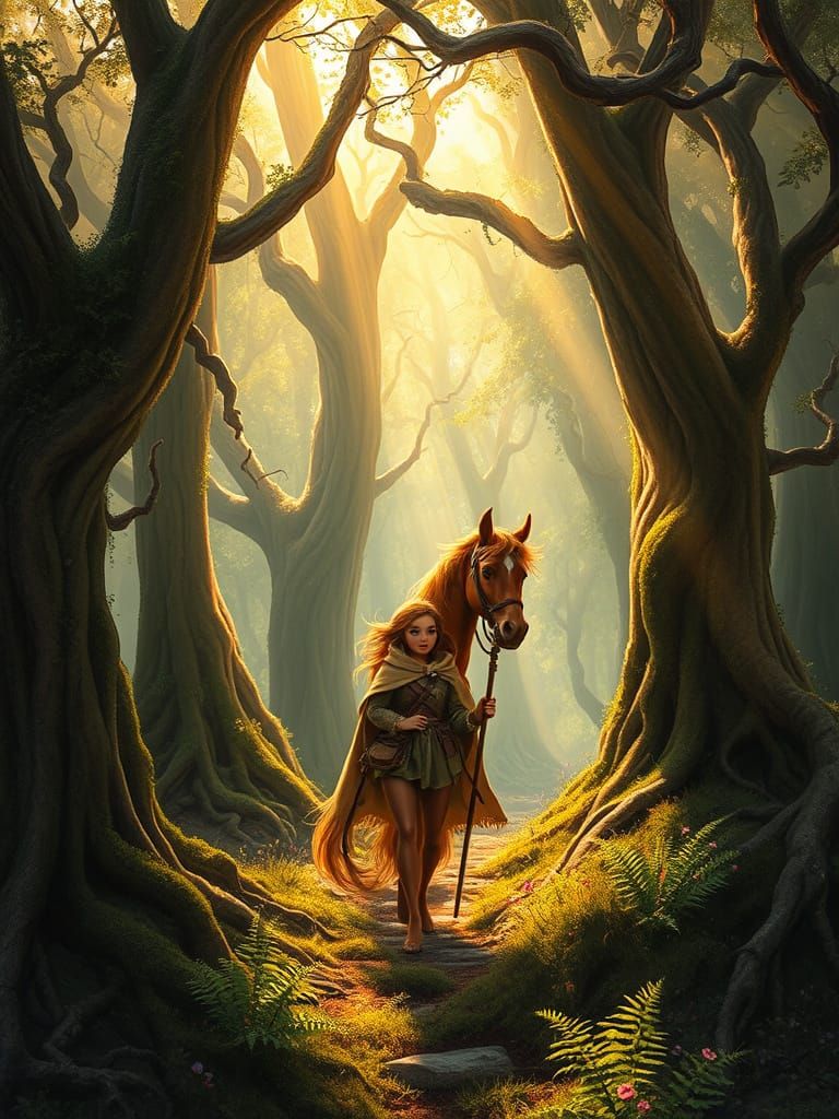 Whimsical Forest Scene in Dreamlike Quality