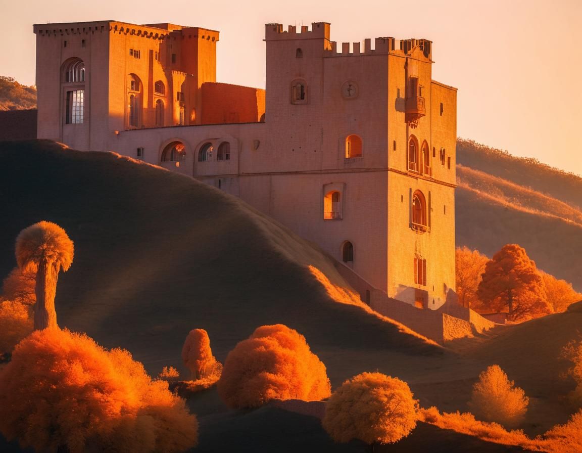 Golden Hour Castle: Fiery Warm Colors