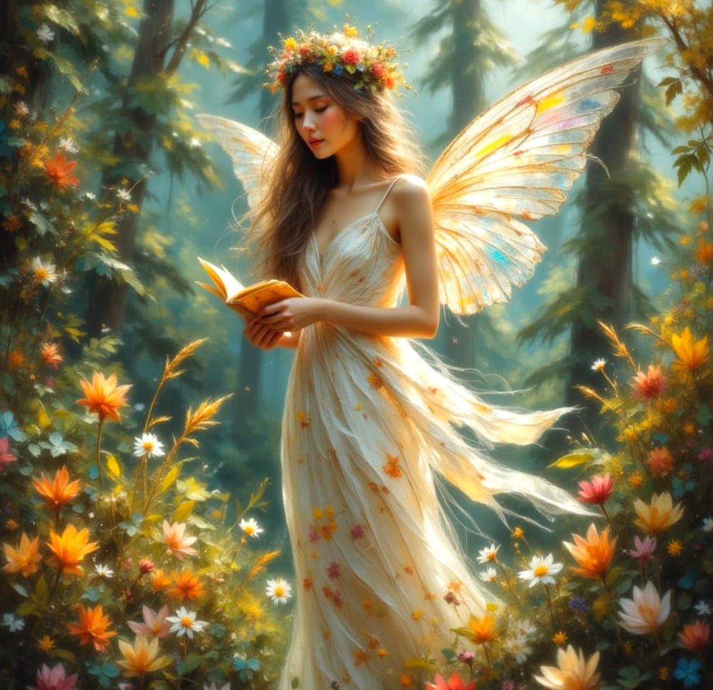 Dreamy Fairy with Impasto Details and Starry Eyes