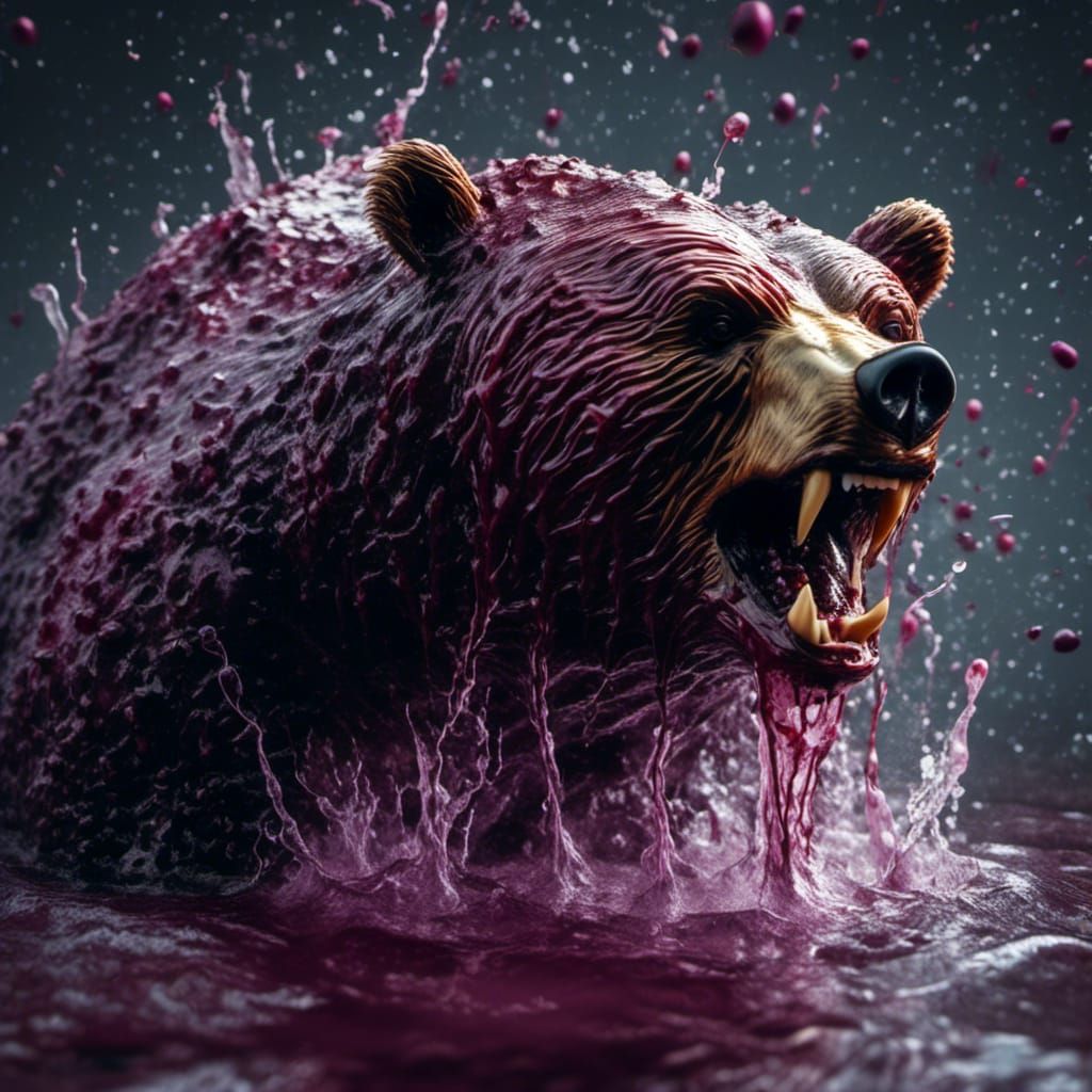 Demented Grape Bear: Visceral Horror Portrait