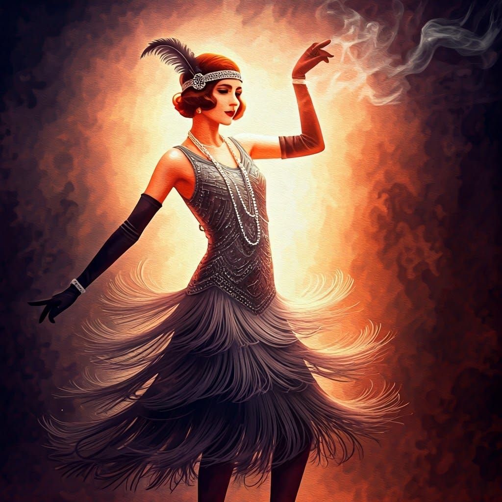 Jazz Age Flapper in Ethereal Watercolor