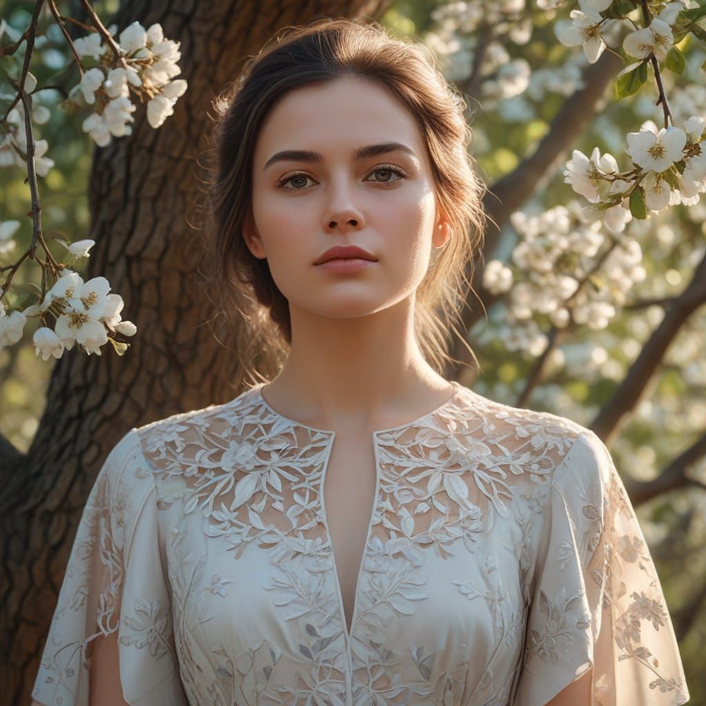 Mystical Tree Portrait in Oil Painting Style