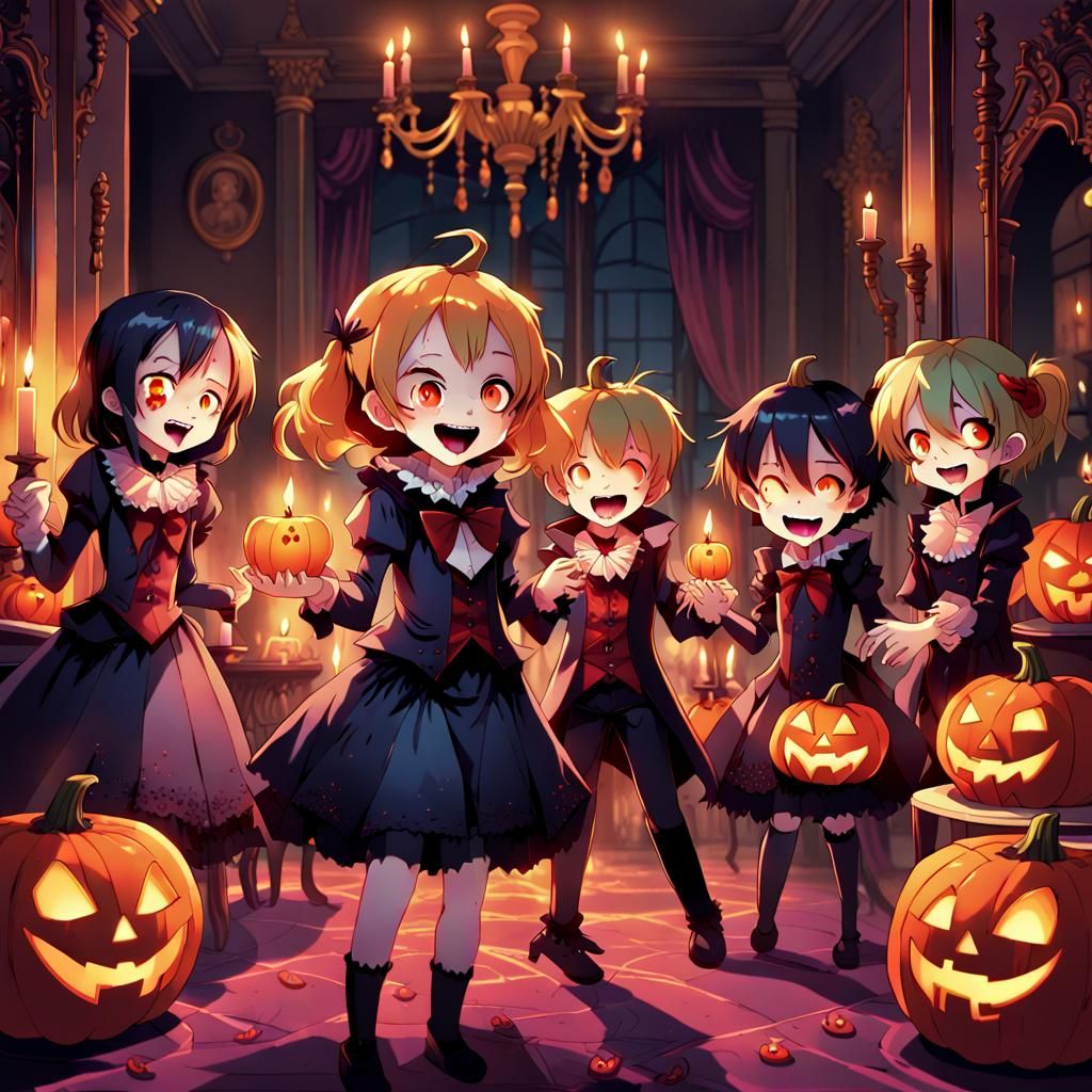 Vampire Children's Birthday Party in Manga Style