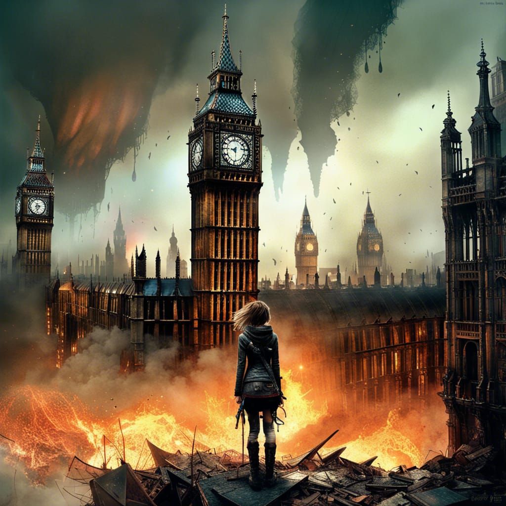Post-Apocalyptic London Survivor in Fantasycore Style