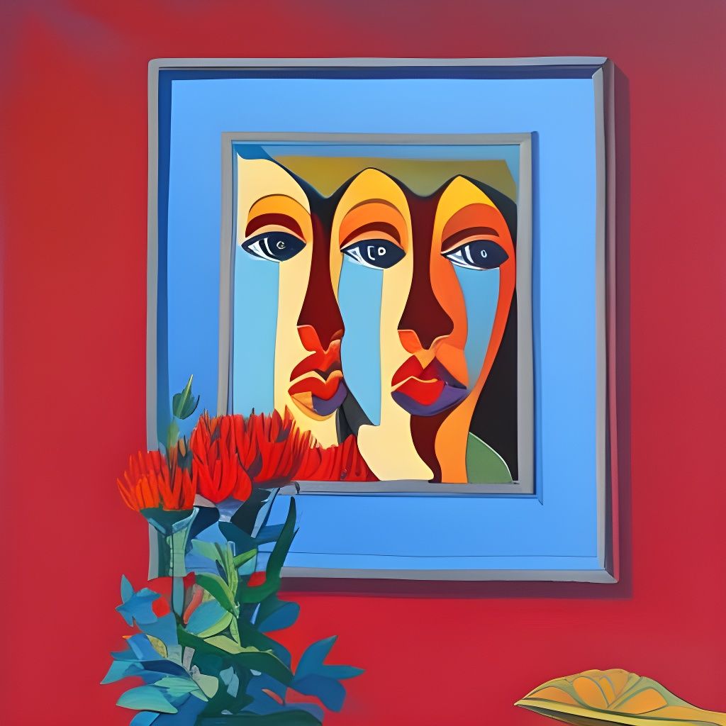 Evil Twin in Mirror as Gouache Impressionist Painting
