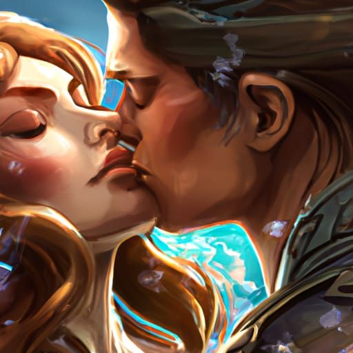 Passionate Kiss: Art Nouveau Portrait