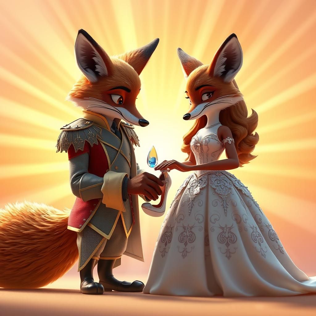 Fox Prince Fitting Slipper in 3D Digital Art