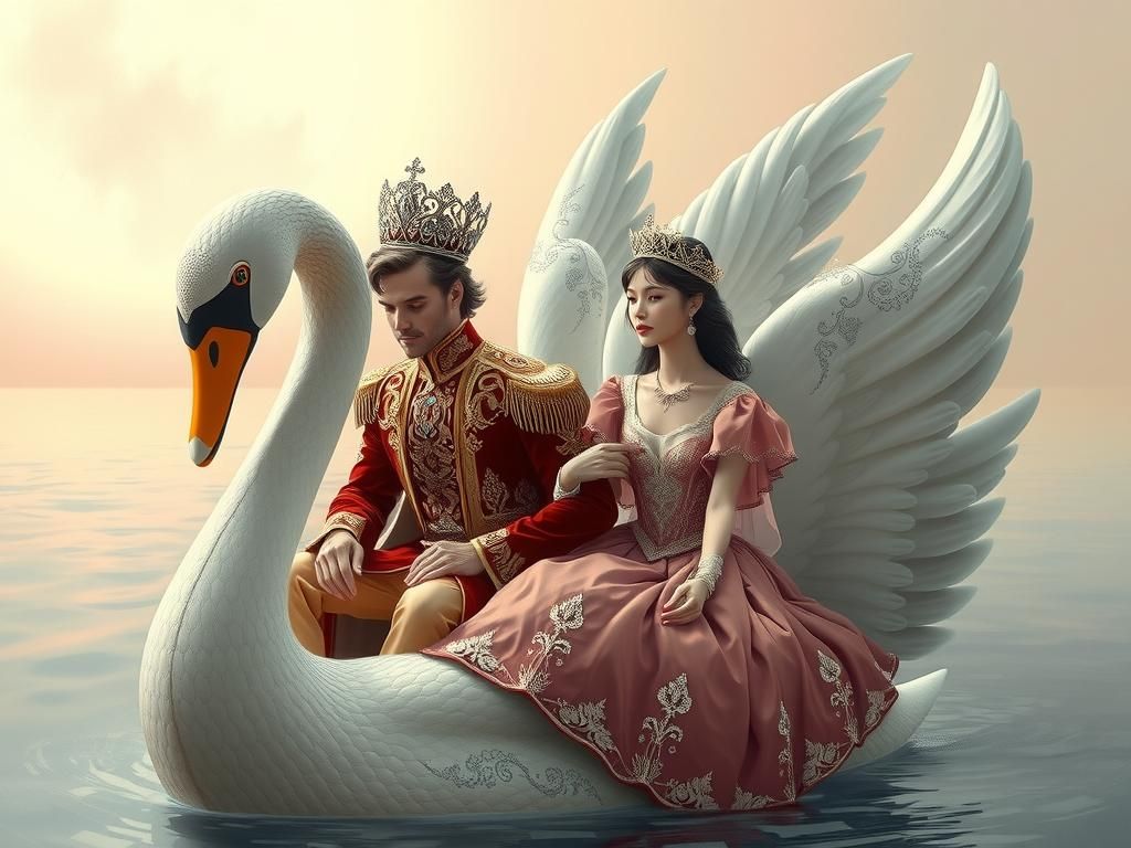 Swan Barge for Lord and Lady, Art Nouveau Style