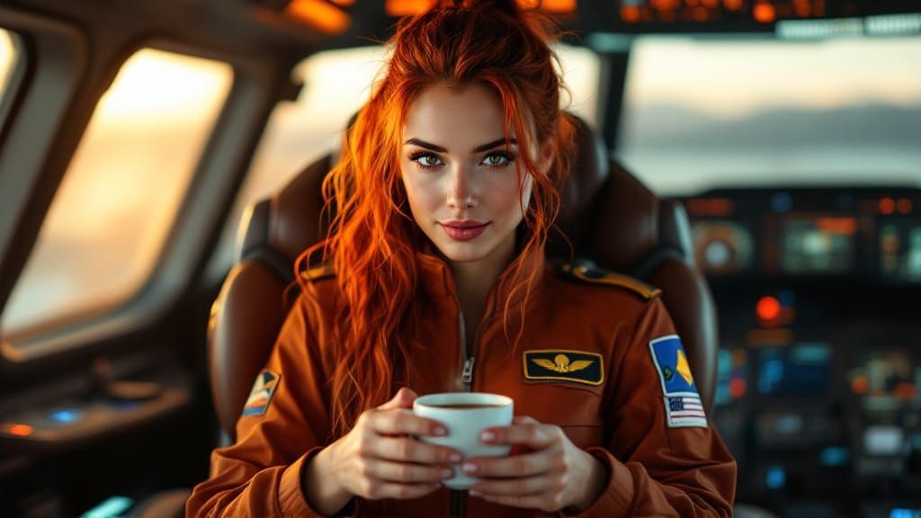 Hyper-Realistic Flight Suit Portrait in Warm Evening Light