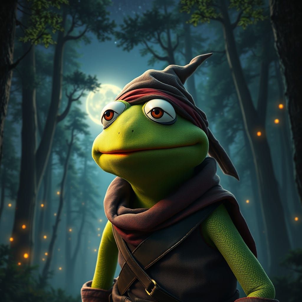 Mystical Forest Heist: Kermit in Robber's Guise