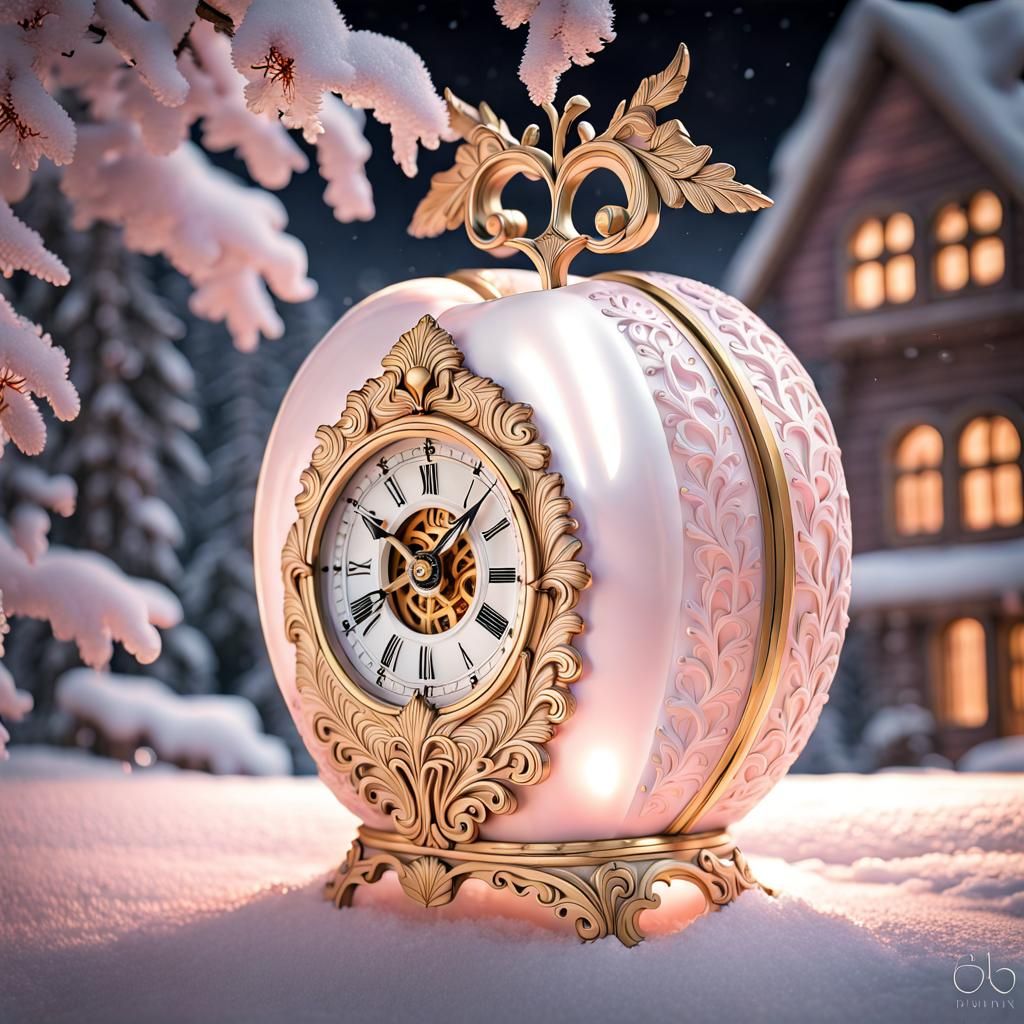 Cuckoo Clock in Apple with Gold Filigree