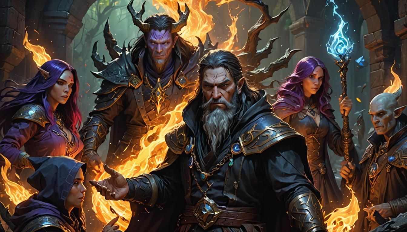 Warlocks and Sorcerers in Hyperrealistic Splash Art