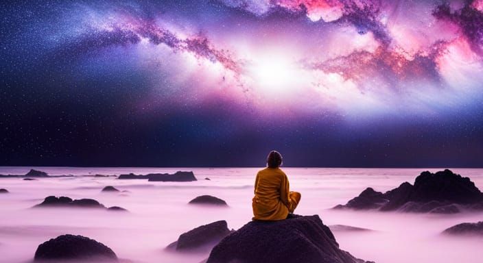 Nebula and Constellation in Starry Night Sky