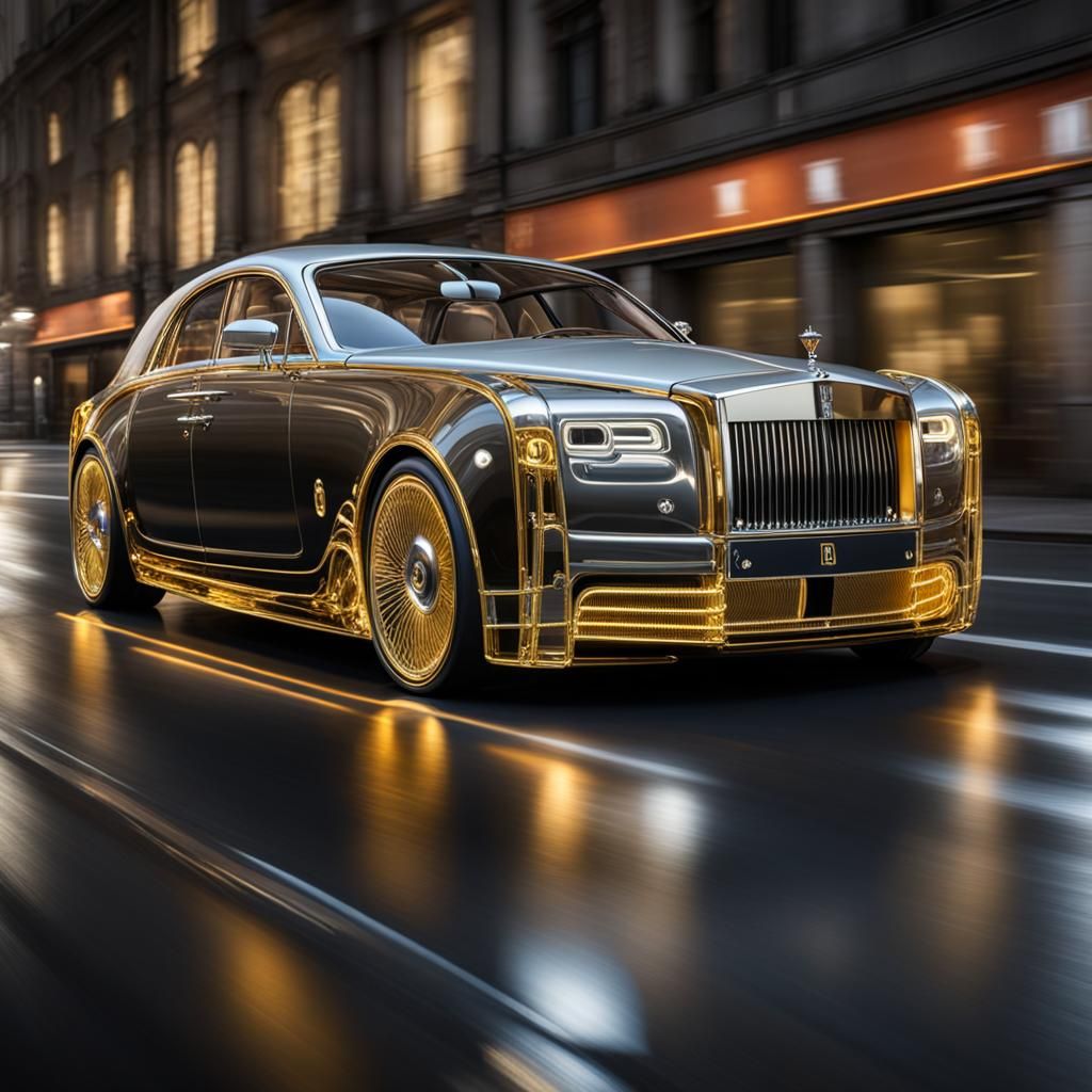 Rolls Royce golden neon