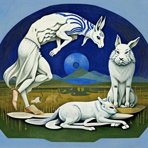 Surreal Rabbit Howls in Dreamlike Iconography