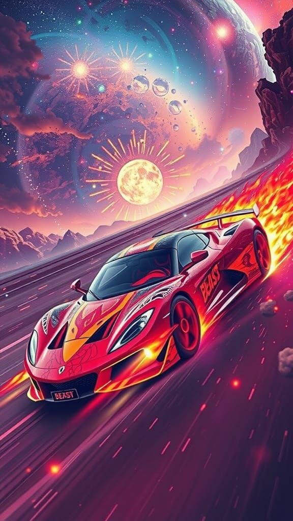 Smartphone Backgrounds 002 - Cars (002) - A Fiery Beast Ride