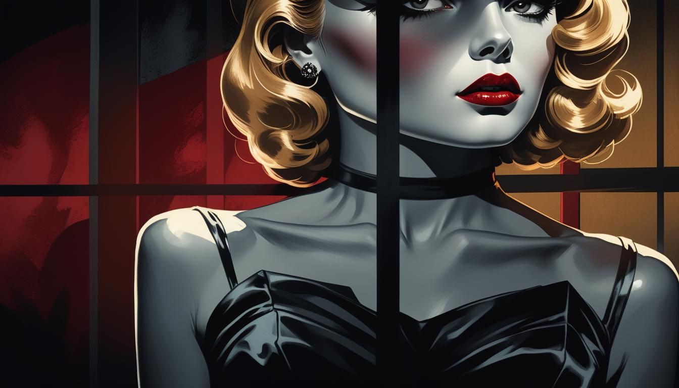 Noir Comic Mannequin in Film Noir Style