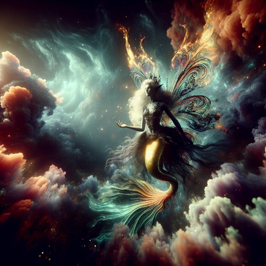 Radiant Mermaid Fairy in Sinister Liquid Depths