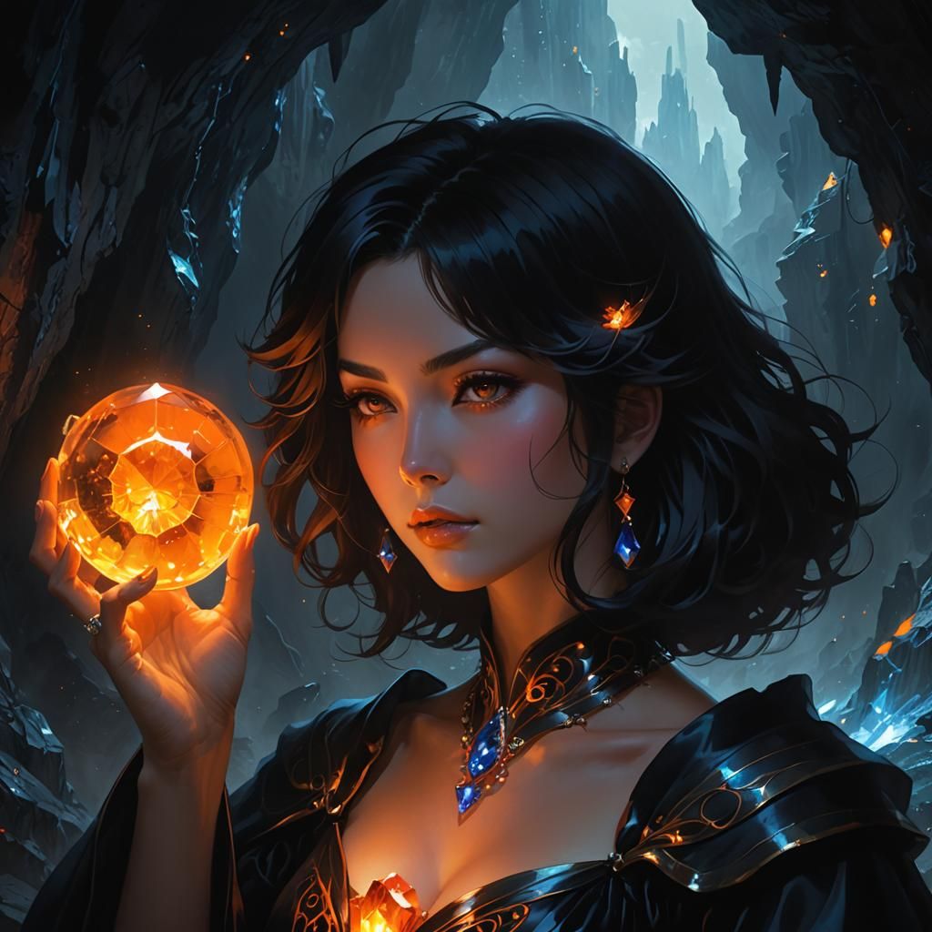 Anime Sorceress Draws Power from Gemstone