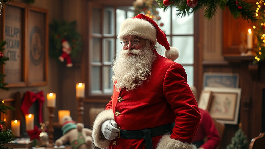Santa Claus in Vintage Suit, Classic Hollywood Style