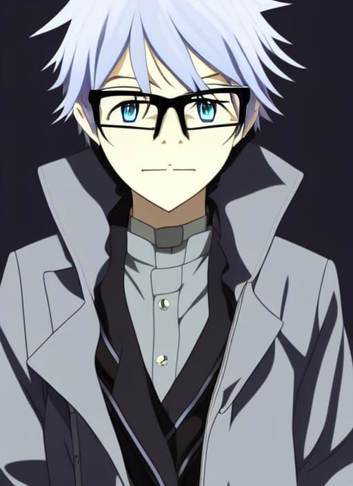 Anime White-Haired Boy with Glasses, Seraph Style